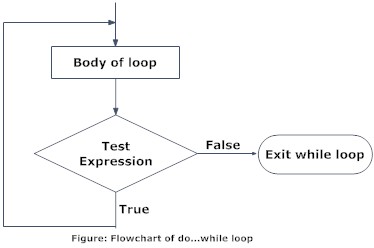 Flowchart of working of do...while loop in C programming.