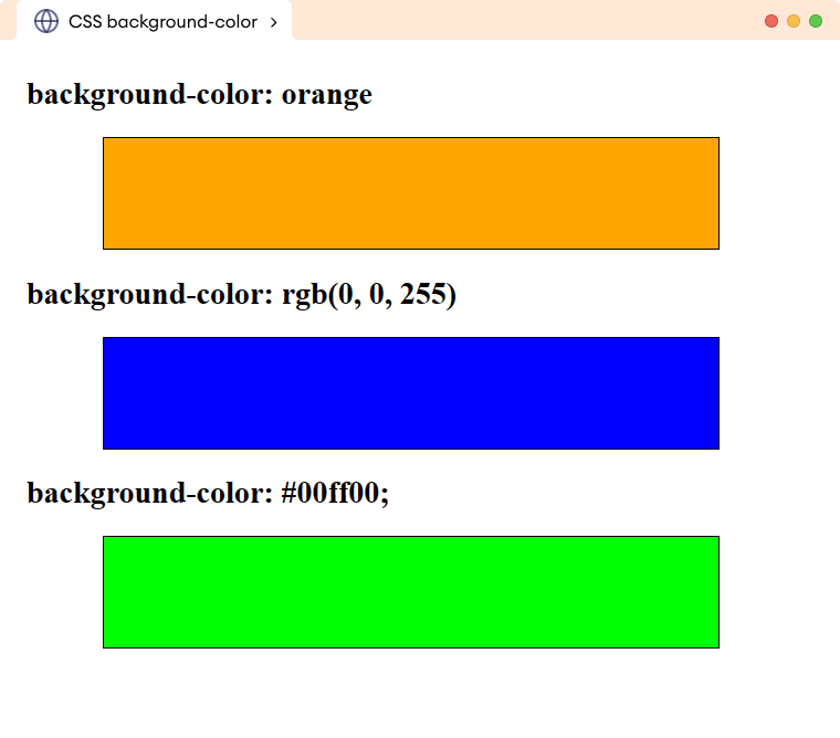 CSS Background Color Example Description