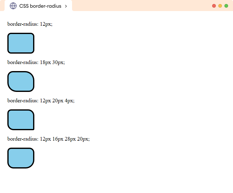 CSS Border Radius Shorthand Example