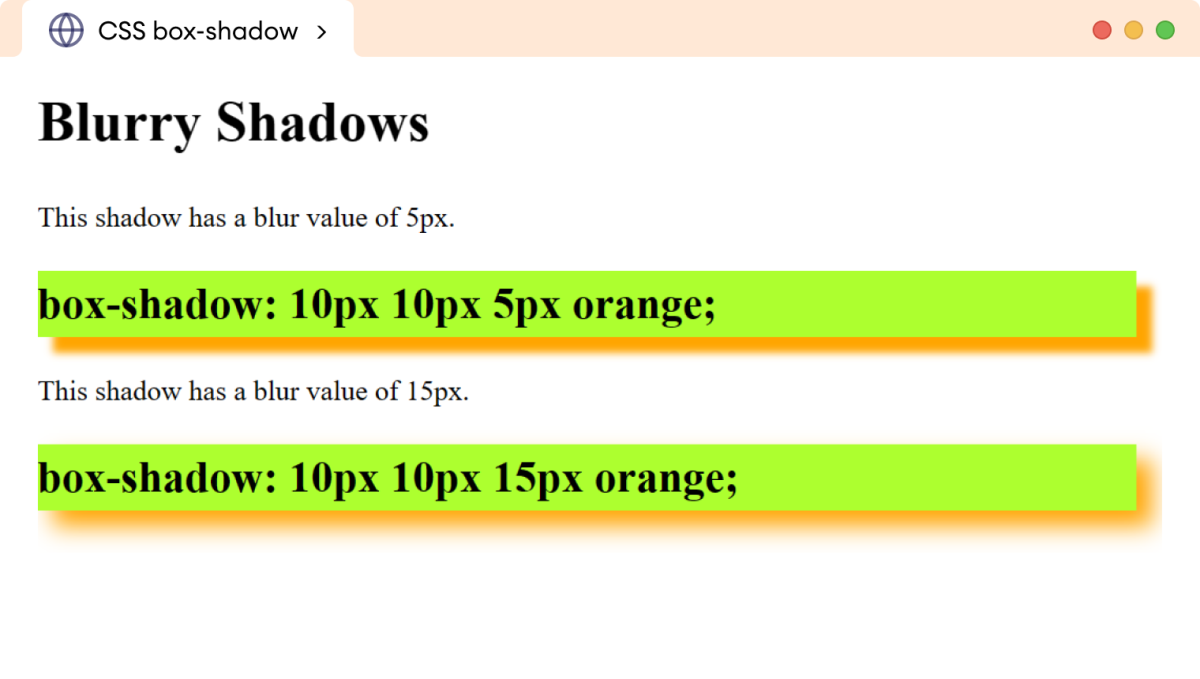 CSS Box Shadow Blur Example