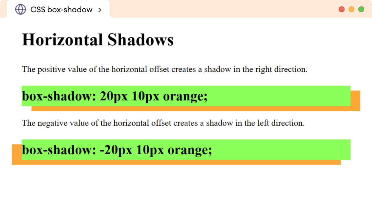 CSS Box Shadow Horizontal Example