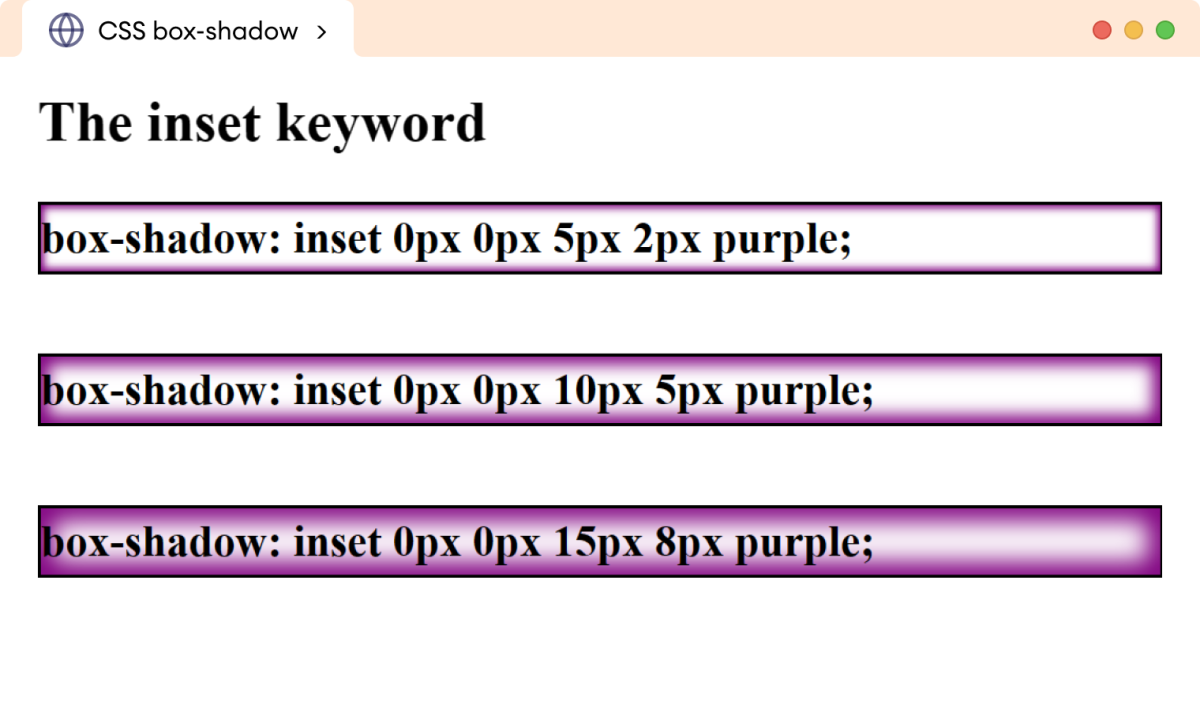 CSS Box Shadow Inset Example