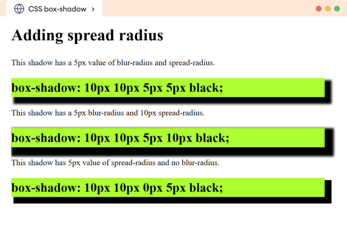 CSS Box Shadow Spread Example
