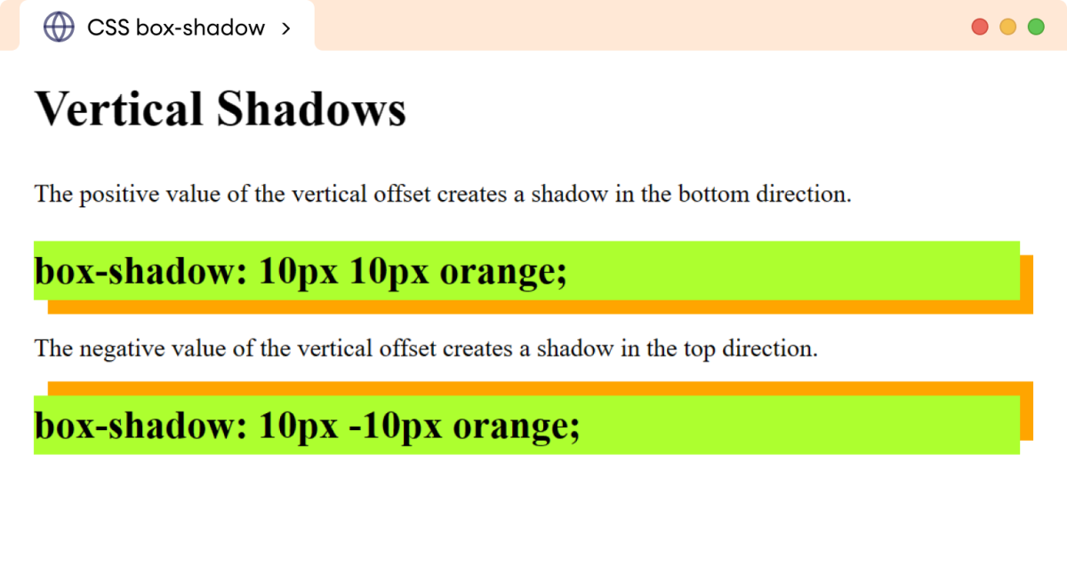CSS Box Shadow Vertical Example