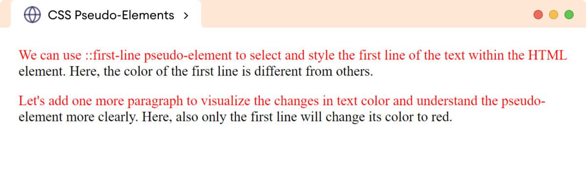 CSS first-line Pseudo-ElementExample