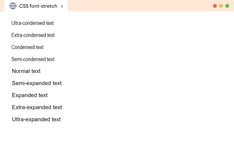 CSS Font Stretch Example 2 Description
