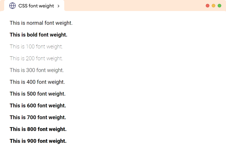 CSS Font Weight Normal Example Description