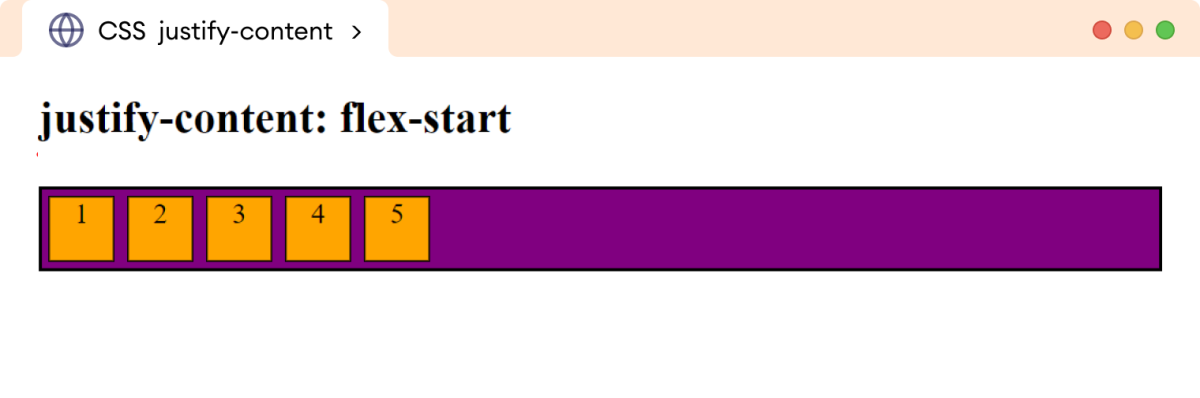 Example: CSS Justify Content