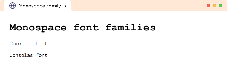 CSS Monospace Font Description