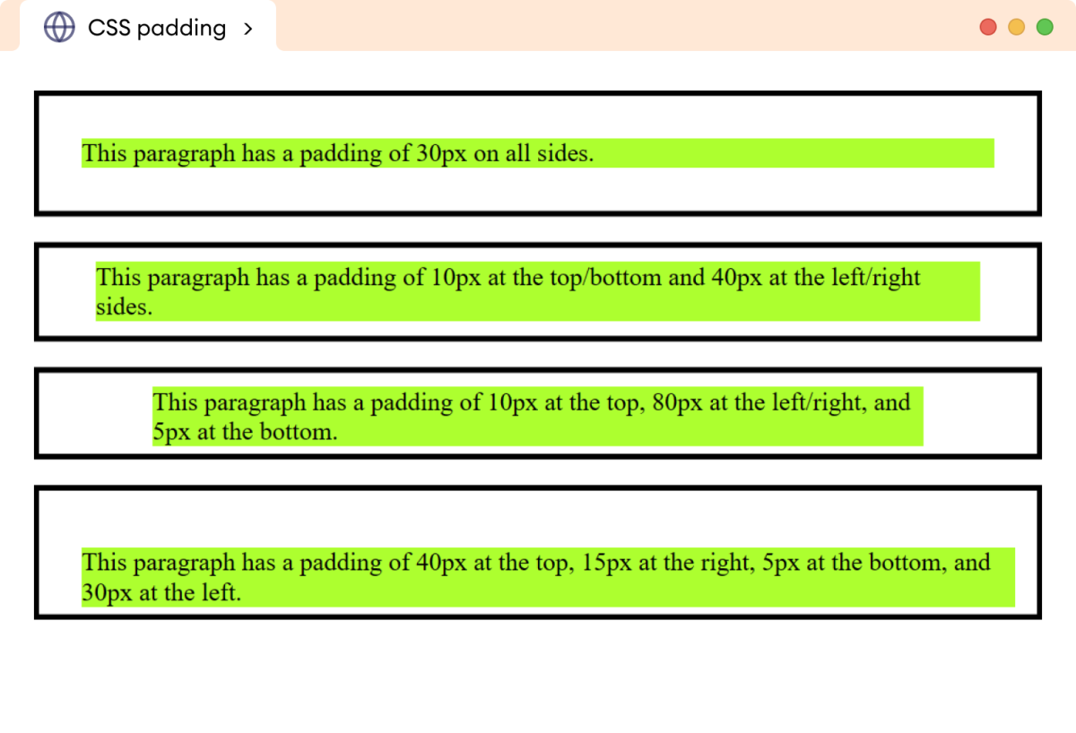 CSS Padding Shorthand Example