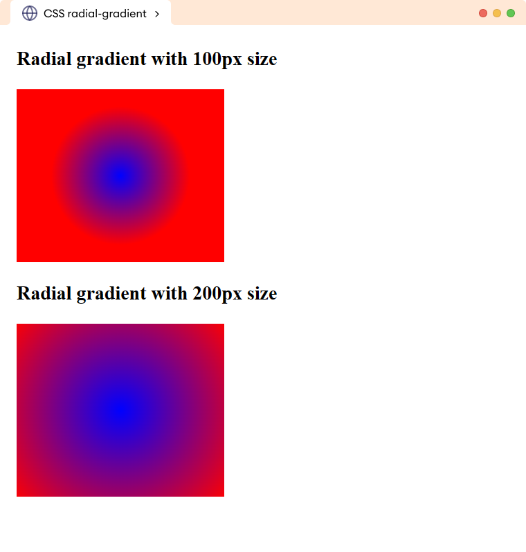 CSS Radial Gradient Having Length Units Size
