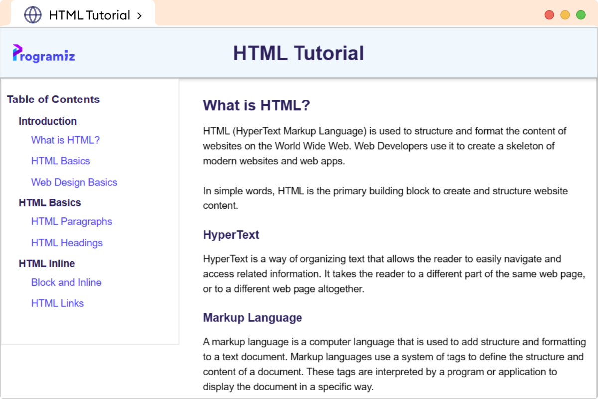 CSS HTML Documentation Layout