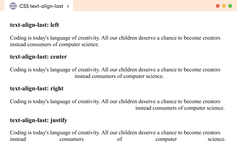 CSS Text Align Last Example Description