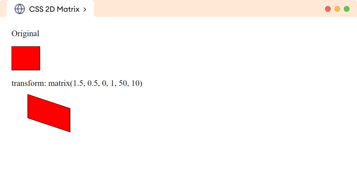 CSS Transform Matrix Example