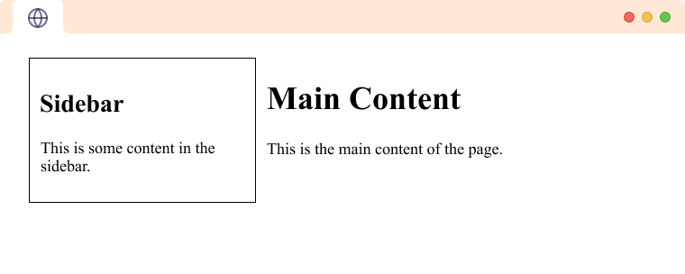 HTML aside element with main content