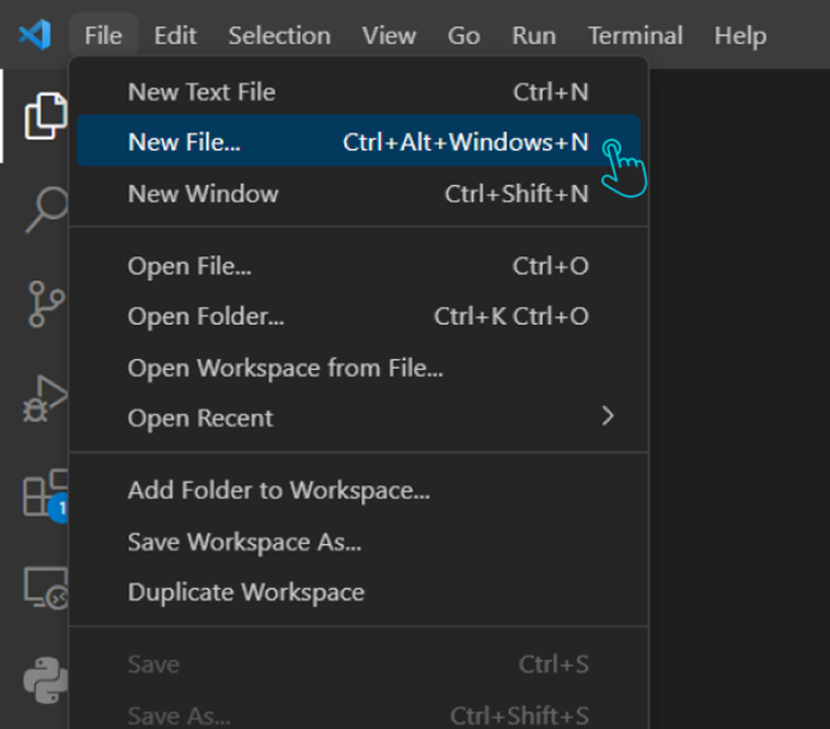 Create a New File in VS Code Create a New File in VS Code