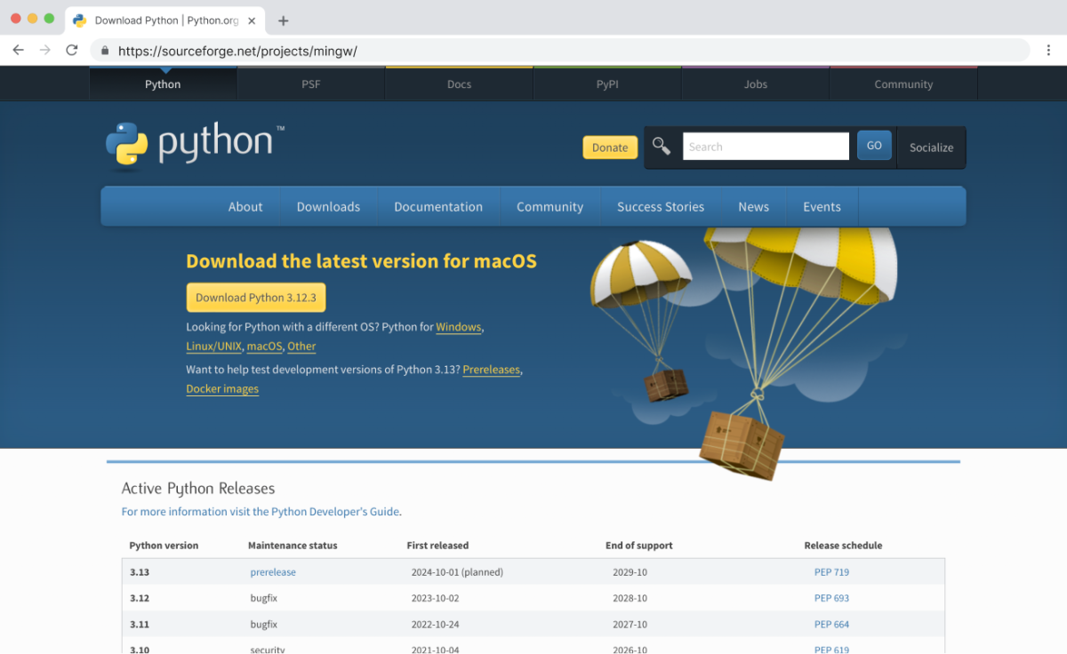 Python Download Page for Mac