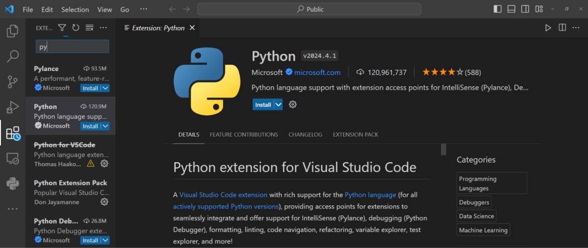 Install Python Extension
