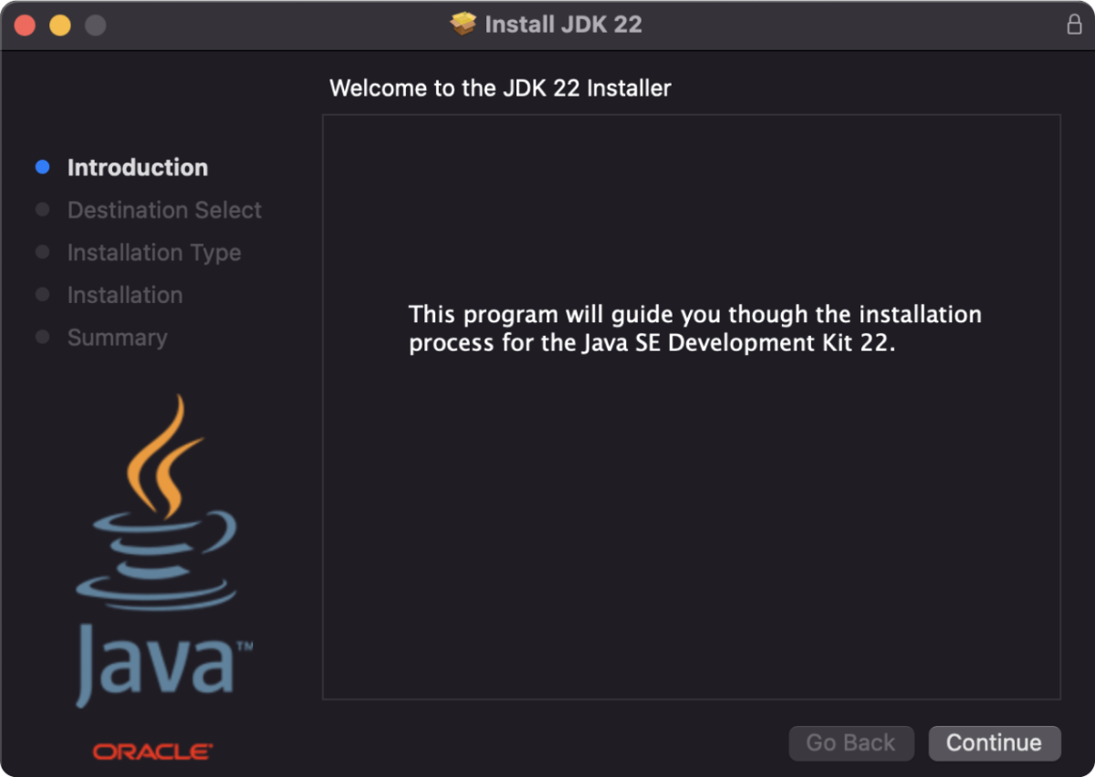 Run JDK Installer on macOS