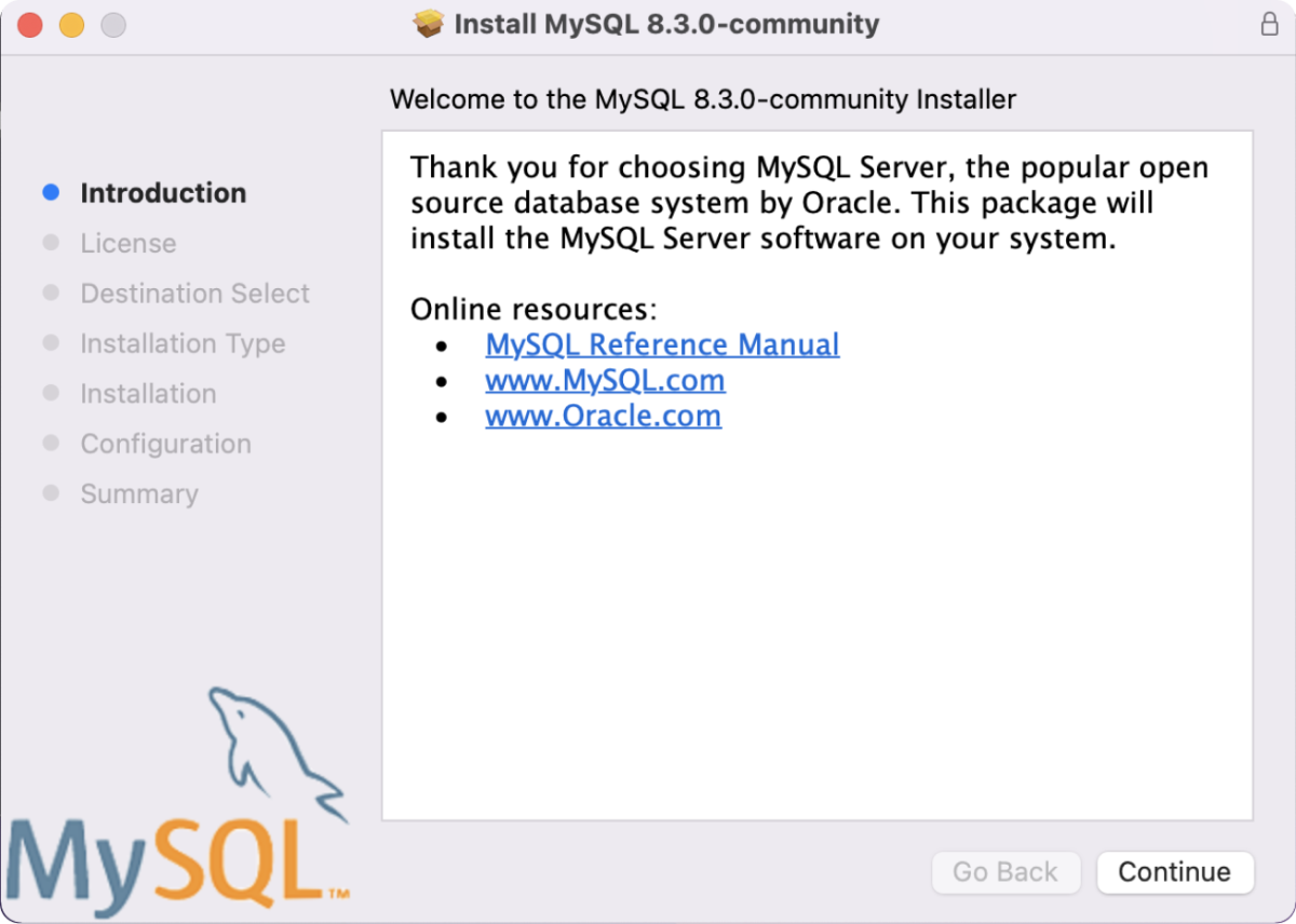 Run mySQL Installer on macOS